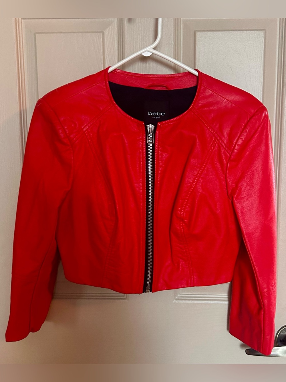 bebe Red Cropped Jacket